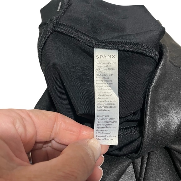 SPANX Faux Leather Leggings Black Size Medium High-Waisted - Picture 8 of 10